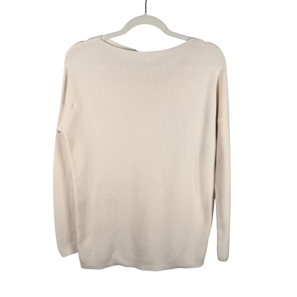 Tommy Bahama Small White Boat Neck Ribbed Knit Dolman Sleeve Sweater Coastal